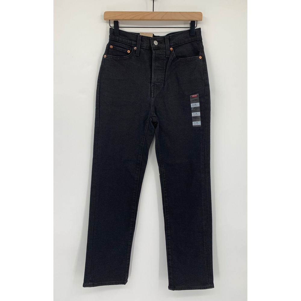 Levi Wedgie Straight Women 27 Black Button Fly Cotton Denim Pants NEW